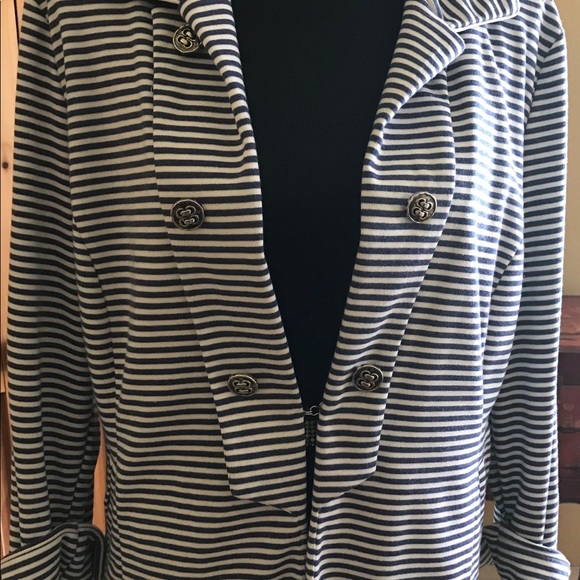 Women’s navy and white stripe jacket, size large - Picture 1 of 2